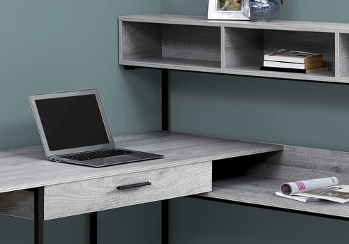 BUREAU - GRIS / METAL NOIR EN COIN