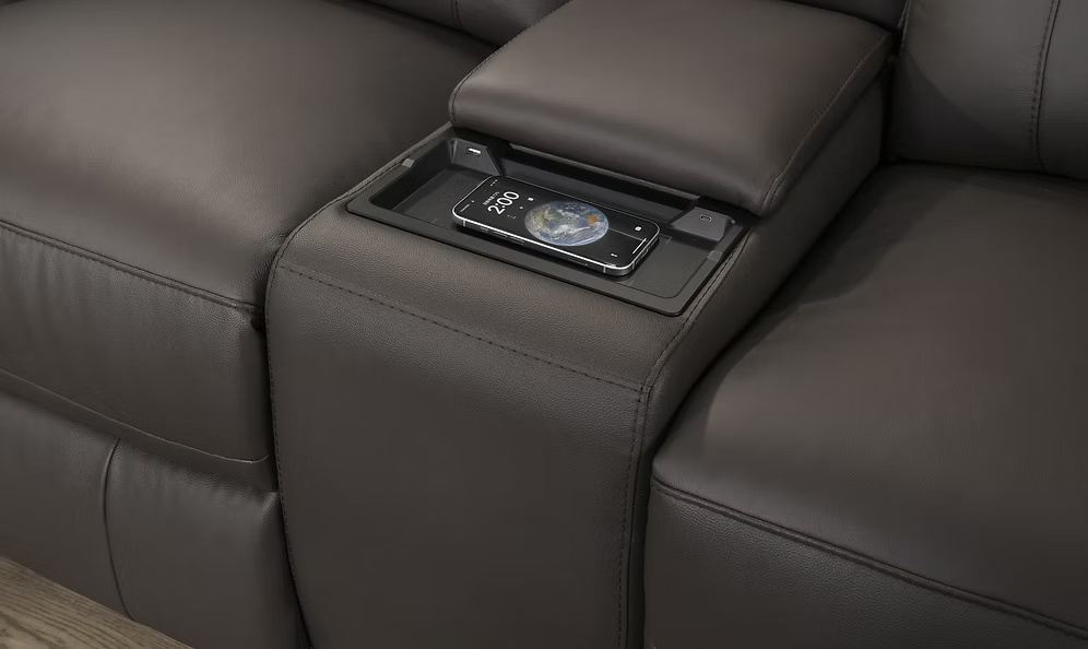 IF-8500 — Sectionnel inclinable en cuir brun chocolat (6 pièces)