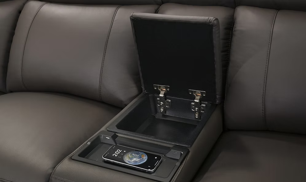 IF-8500 — Sectionnel inclinable en cuir brun chocolat (6 pièces)