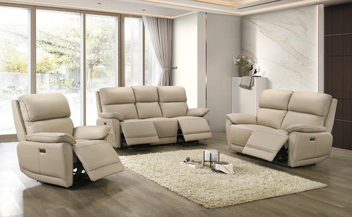 Ensemble 3 pièces inclinable électrique IF-8172 – cuir crème chaud avec USB et porte-gobelets