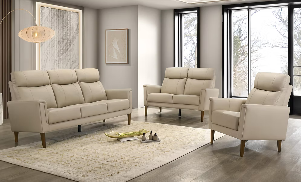 IF-8012 — Ensemble de salon moderne en cuir crème beige